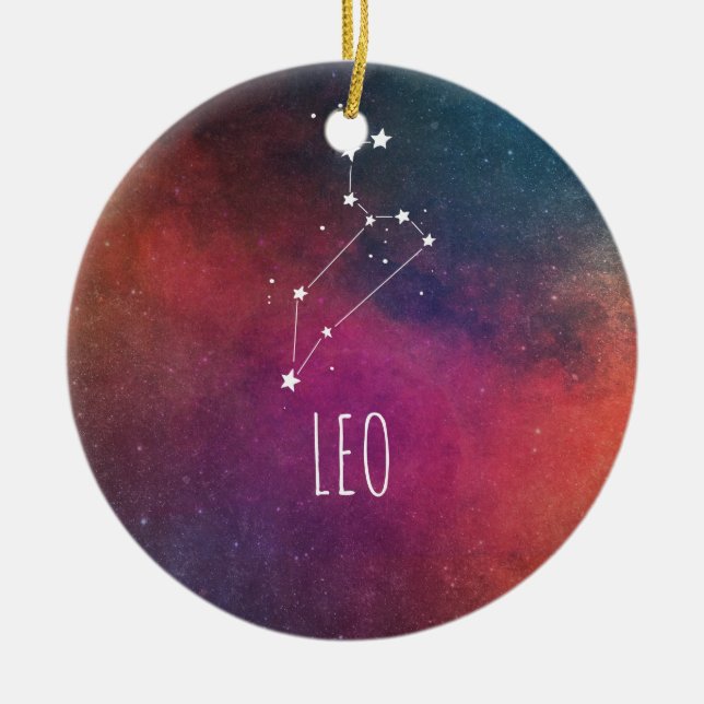 Leo Astrology Ceramic Tree Decoration (Front)