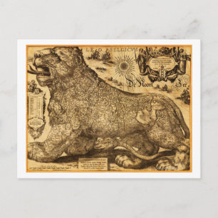 Leo Belgicus of the Netherlands and Belgium Postcard