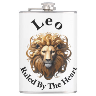Leo Birth Sign, Lion, Ruled By The Heart, Hip Flask