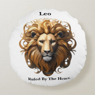 Leo Birth Sign, Lion, Ruled By The Heart,  Round Cushion