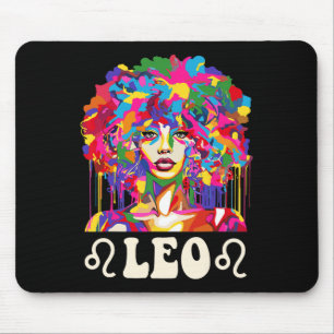 Leo Black Girl African American Woman Art Birthday Mouse Pad