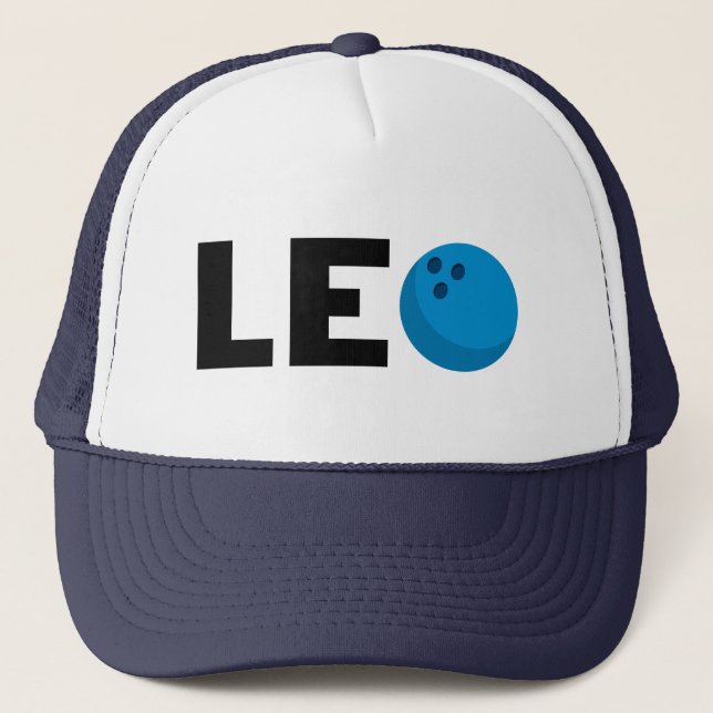 Leo bowling trucker hat (Front)