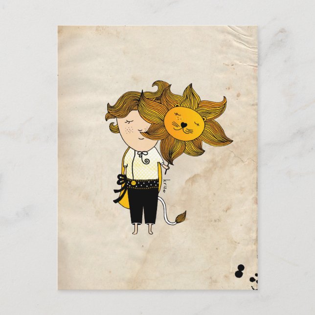 Leo Boy Zodiac Sign Postcard (Front)