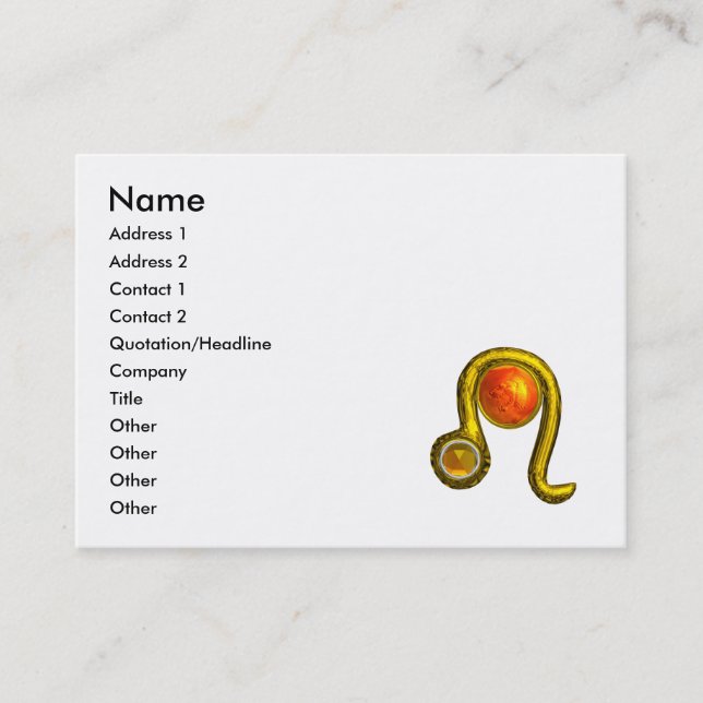 LEO ,bright vibrant red yellow topaz Business Card (Front)