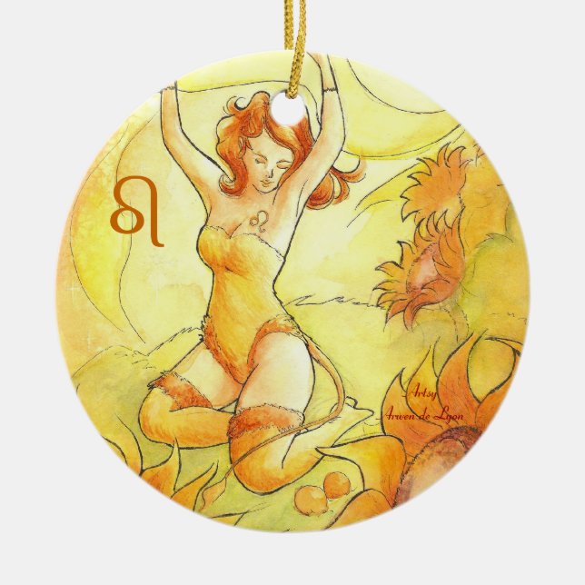 Leo Ceramic Tree Decoration (Front)