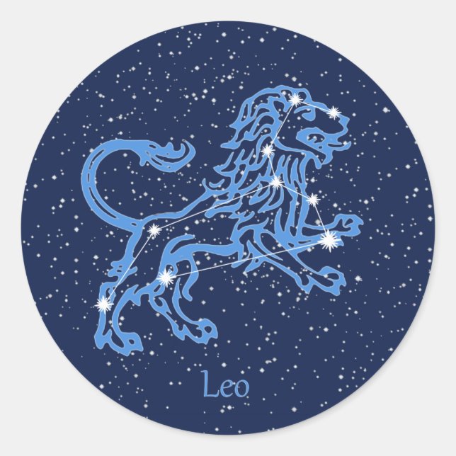 Leo Constellation and Zodiac Sign with Stars Classic Round Sticker (Front)
