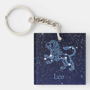 Leo Constellation and Zodiac Sign with Stars Key Ring