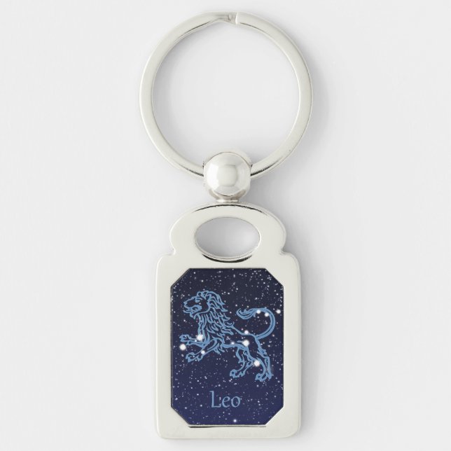 Leo Constellation and Zodiac Sign with Stars Key Ring (Front)