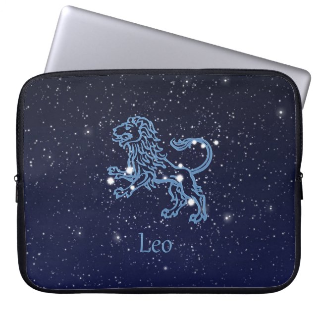 Leo Constellation and Zodiac Sign with Stars Laptop Sleeve (Front)