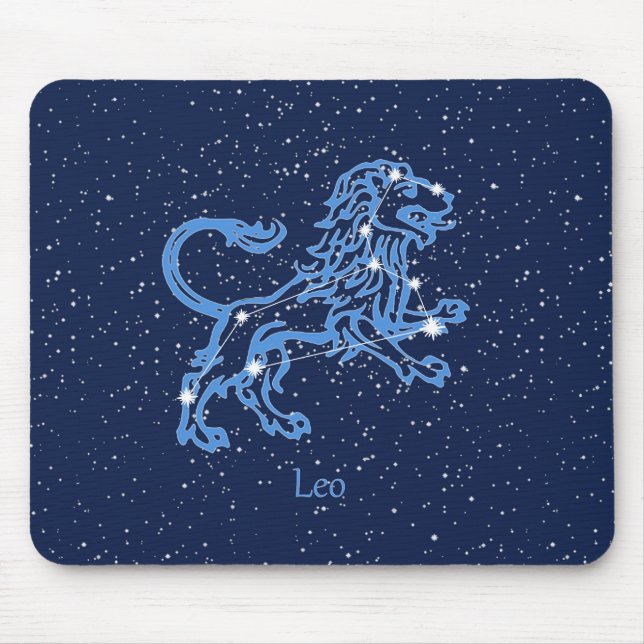 Leo Constellation and Zodiac Sign with Stars Mouse Pad (Front)