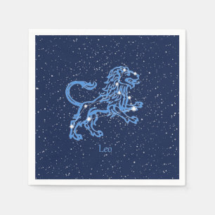 Leo Constellation and Zodiac Sign with Stars Napkin