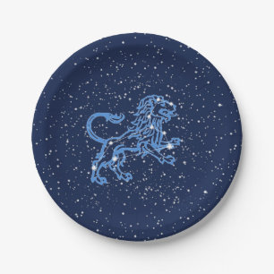 Leo Constellation and Zodiac Sign with Stars Paper Plate