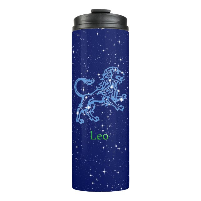 Leo Constellation and Zodiac Sign with Stars Thermal Tumbler (Front)