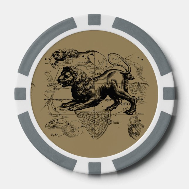 Leo Constellation Hevelius 1690 July23 - August 22 Poker Chips (Front)