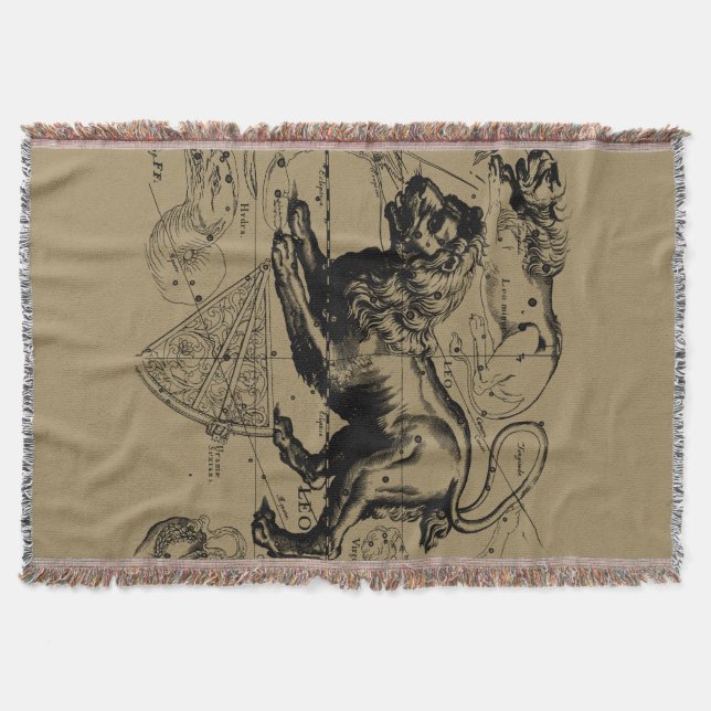 Leo Constellation Hevelius 1690 July 23  August 22 Throw Blanket (Front)
