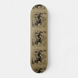 Leo Constellation Map Hevelius 1690 on Taupe Skateboard