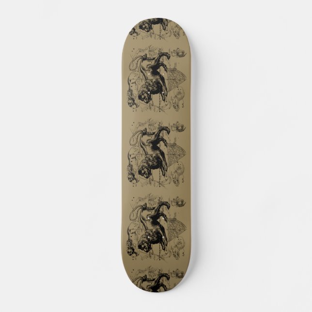 Leo Constellation Map Hevelius 1690 on Taupe Skateboard (Front)