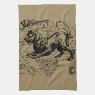 Leo Constellation Map Hevelius circa 1690 Tea Towel