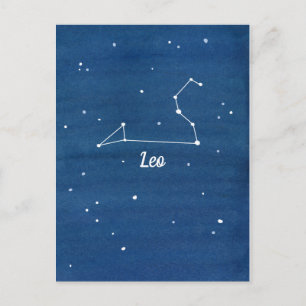Leo Constellation Stars Indigo Blue Postcard