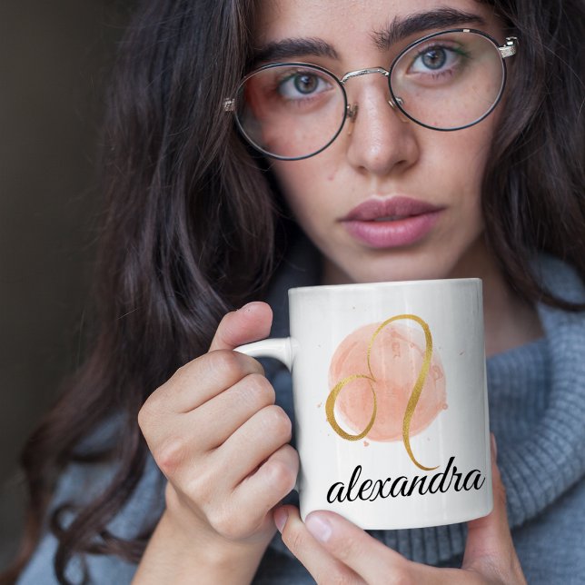 Leo Customisable Watercolor Zodiac Design Coffee  Coffee Mug (Creator Uploaded)