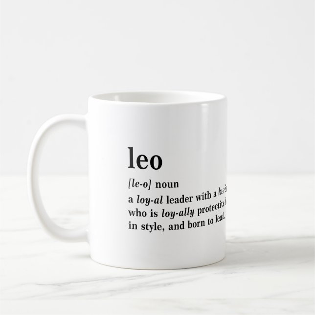 Leo Definition Aesthetic Astrology Gift Coffee Mug (Left)