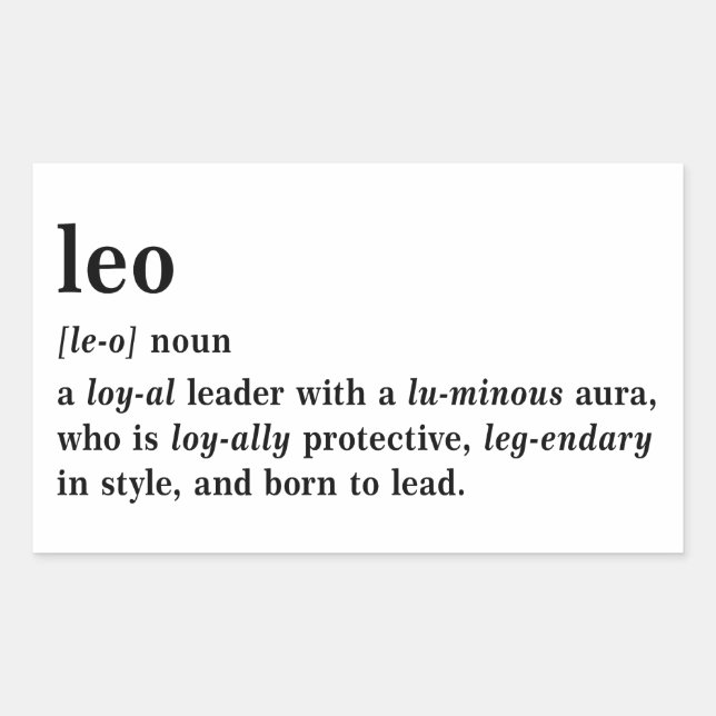 Leo Definition Aesthetic Astrology Gift Rectangular Sticker (Front)