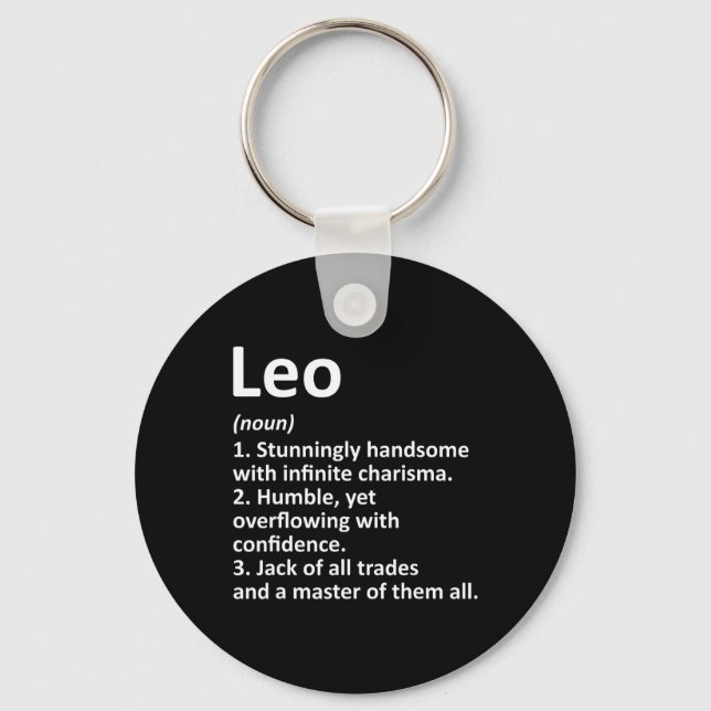 Leo Definition Personalised Name Funny Birthday Gi Key Ring (Front)
