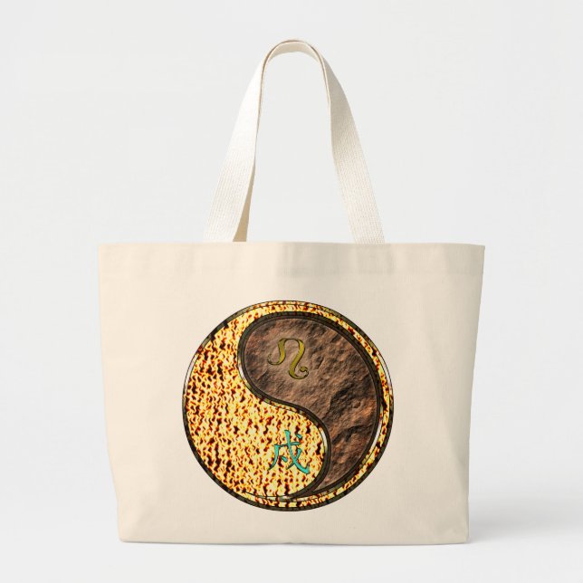 Leo & Earth Dog Large Tote Bag (Front)