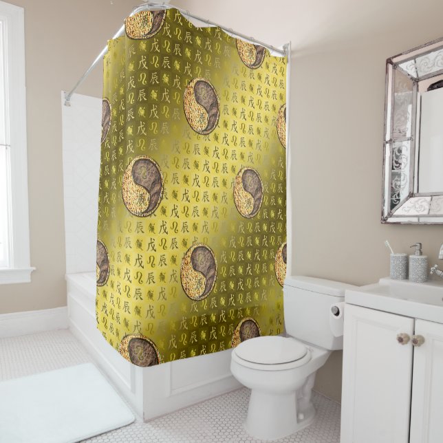 Leo & Earth Dragon Shower Curtain (In Situ)