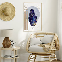 Leo Feminine Blue Zodiac Design