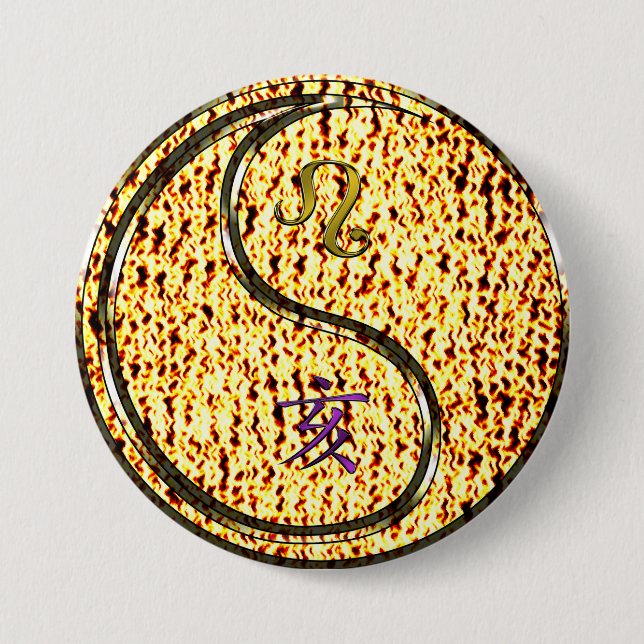 Leo & Fire Boar 7.5 Cm Round Badge (Front)