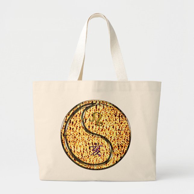 Leo & Fire Boar Large Tote Bag (Front)