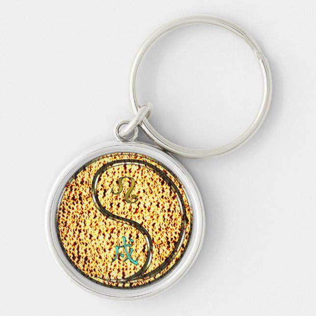 Leo & Fire Dog Key Ring (Front)
