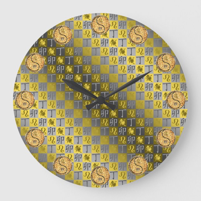 Leo & Fire Rabbit Large Clock (Front)
