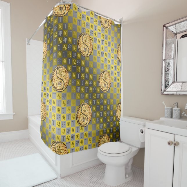 Leo & Fire Rabbit Shower Curtain (In Situ)