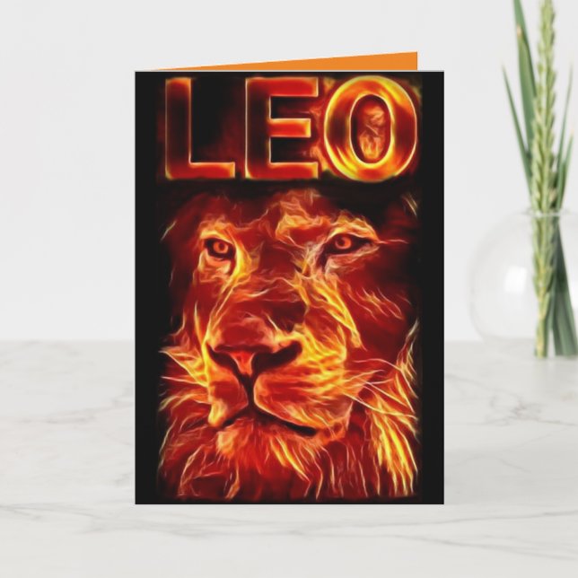 Leo Fire Sign Lion Birthday Card (Front)