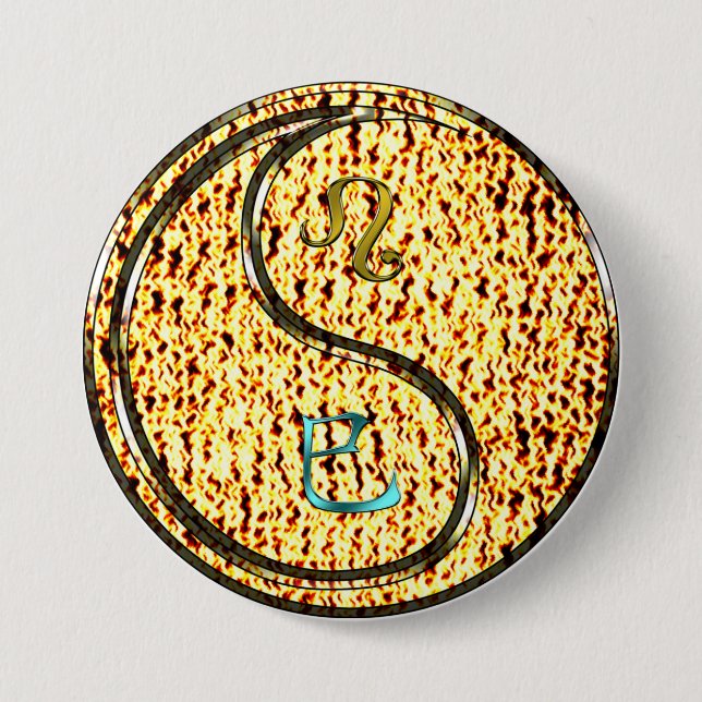 Leo & Fire Snake 7.5 Cm Round Badge (Front)