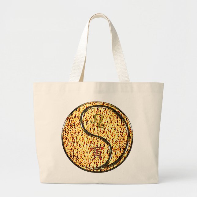 Leo & Fire Tiger Large Tote Bag (Front)