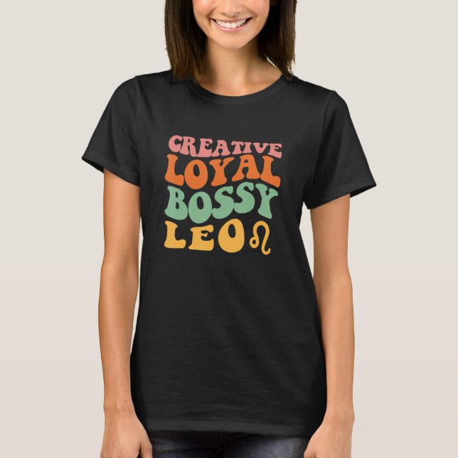 Leo Girl Zodiac Sign Retro Hippie Creative Loyal B T-Shirt (Front)