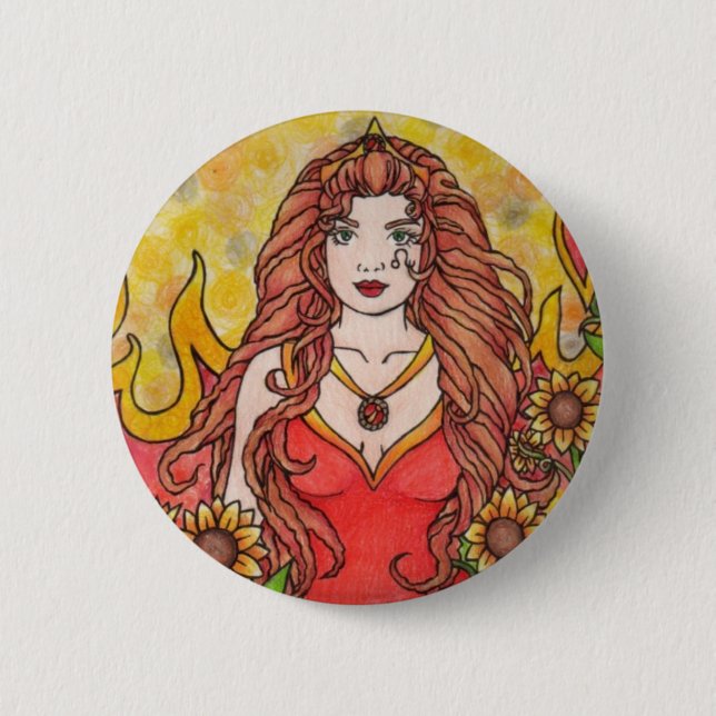 Leo Goddess 6 Cm Round Badge (Front)