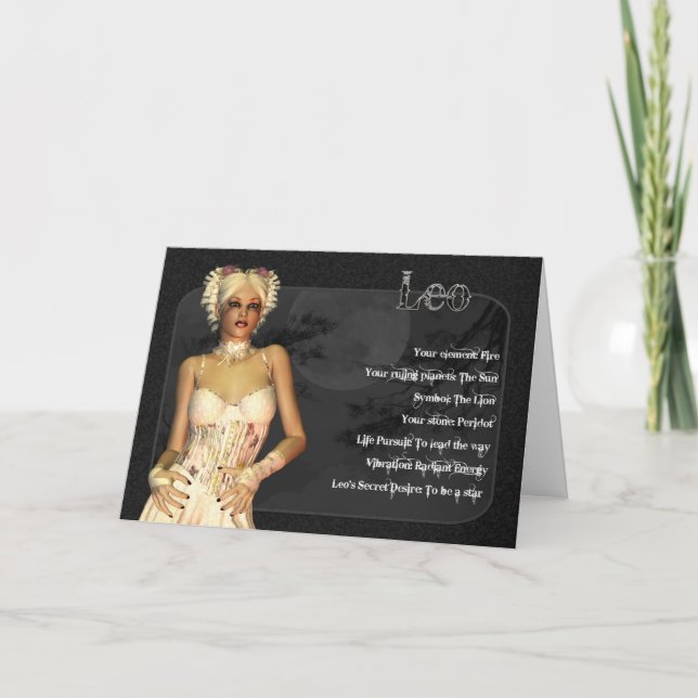 Leo Gothic Zodiac Birthday Card (Front)