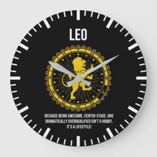 Leo - Horoscope, Funny Zodiac Sign Humour Large Clock