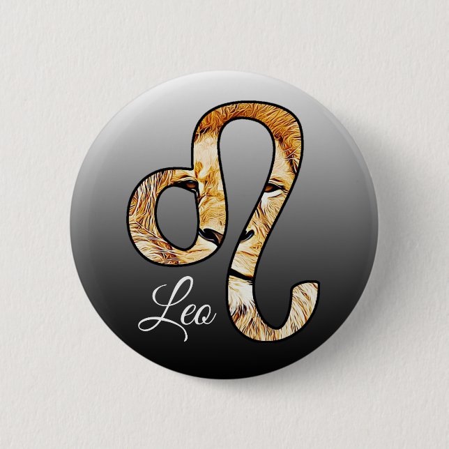 Leo Horoscope Sign Lion Zodiac Symbol Buttons (Front)
