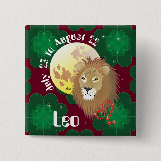 Leo July 23 to August 22 Button (Front)