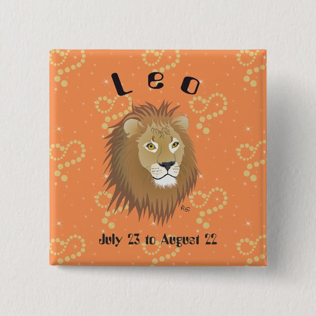 Leo July 23 to August 22 Button (Front)