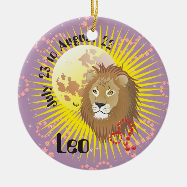 Leo July 23 to August 22 Ornament (Front)