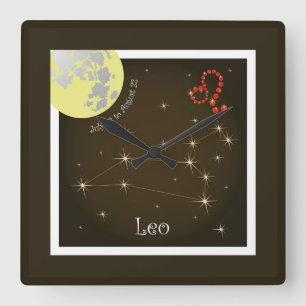 Leo July 23 to August 22 Square Wall Clock