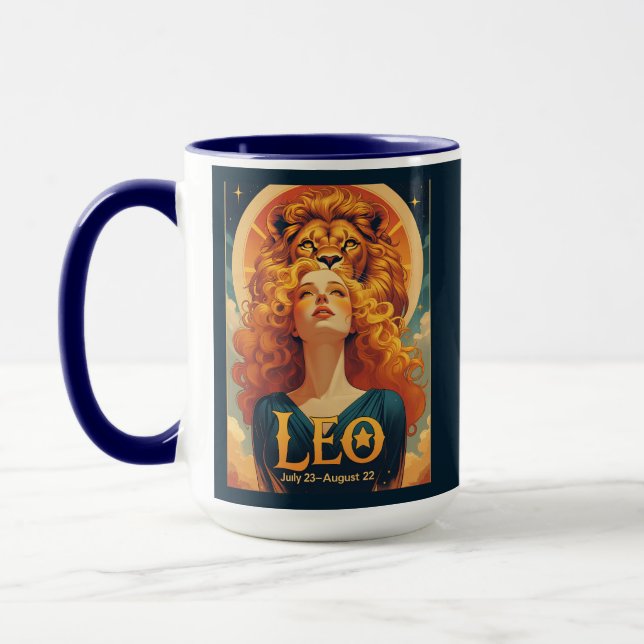 Leo July August Zodiac Birthday Astrology Mug (Left)