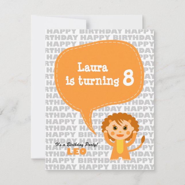 Leo Kids Party Invitation (Front)