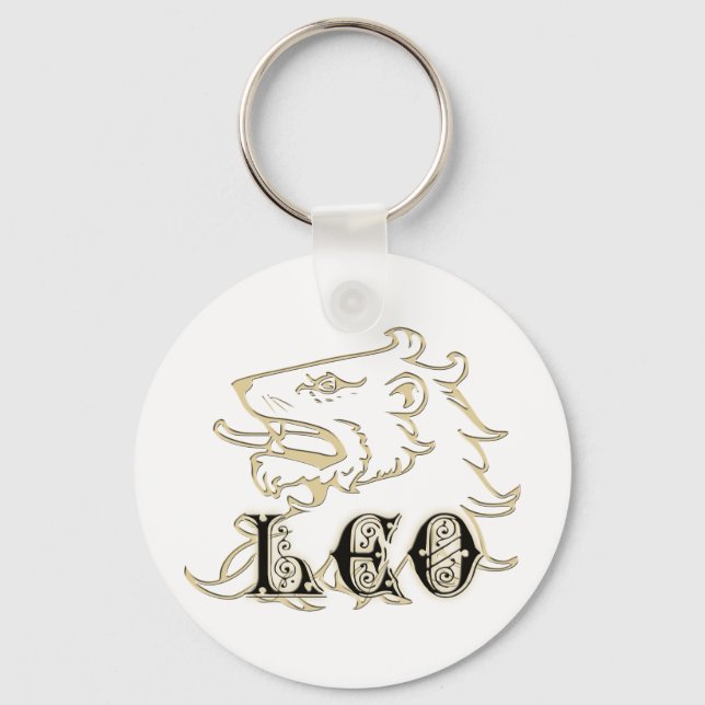 Leo Lion Astrology Sign Key Ring (Front)